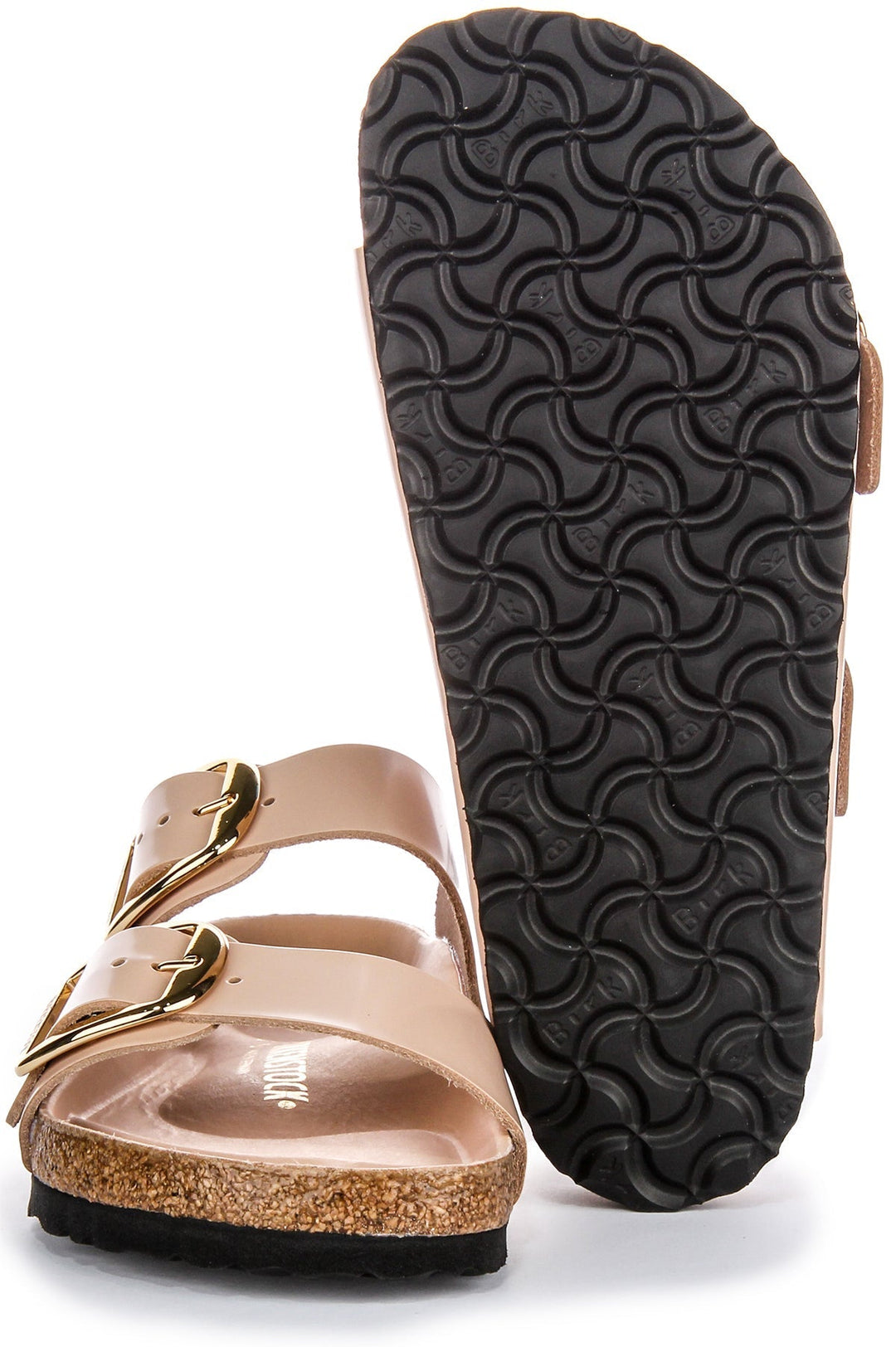 Birkenstock Arizona Gran Hebilla Semi Exquisita FB Suela EVA Sandalias Mujer en Cuero Beige