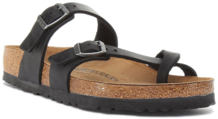 Birkenstock Mayari Sandali con cinturini in pelle oliata da donna in nero