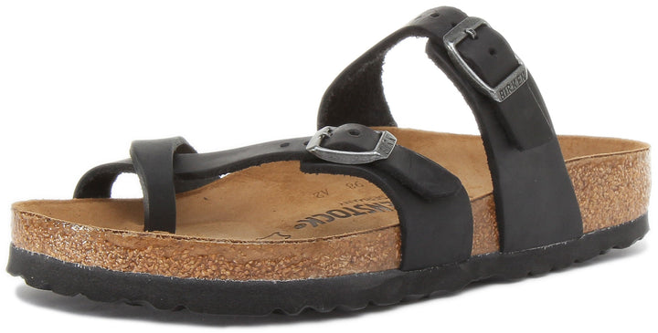 Birkenstock Mayari Sandali con cinturini in pelle oliata da donna in nero