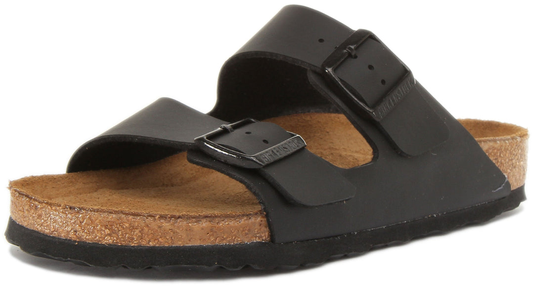 Sandalias Birkenstock Arizona Birko Flor de doble tira color negro