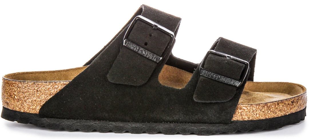 Birkenstock Arizona Semelle Souple en Daim Noir | Coupe Standard