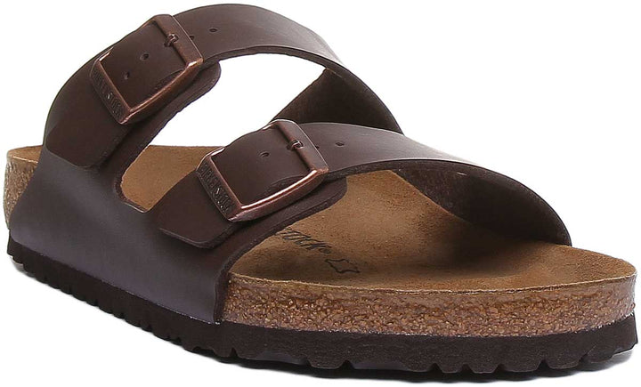Birkenstock Arizona sandalo con suola in sughero Birko Flor marrone a 2 cinturini da donna