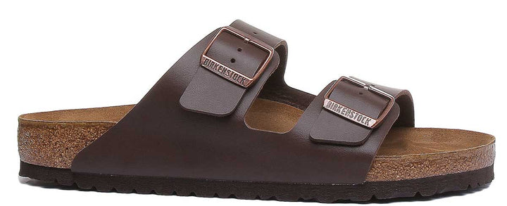 Birkenstock Arizona sandalo con suola in sughero Birko Flor marrone a 2 cinturini da donna