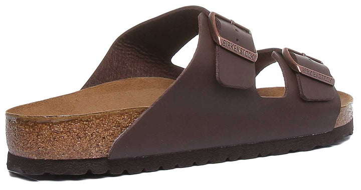 Birkenstock Arizona sandalo con suola in sughero Birko Flor marrone a 2 cinturini da donna