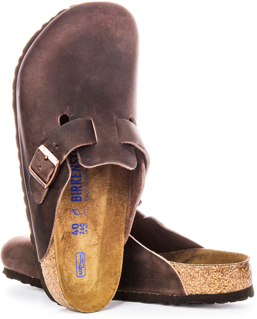 Birkenstock Boston BS Sandali Eleganti in Pelle Oliata con Fibbia Marrone