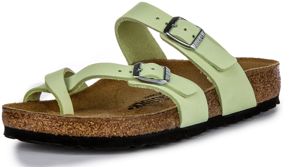 Birkenstock Mayari Sandali Donna in Nabuk con Fibbia e Cinturino in Lime