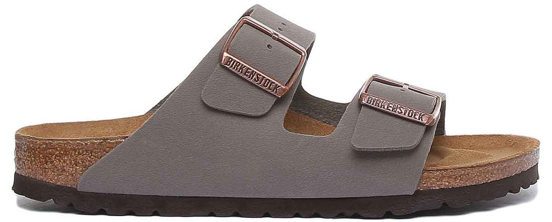 Birkenstock Arizona sandali a doppio cinturino in pietra Birko Flor con suola in sughero da donna