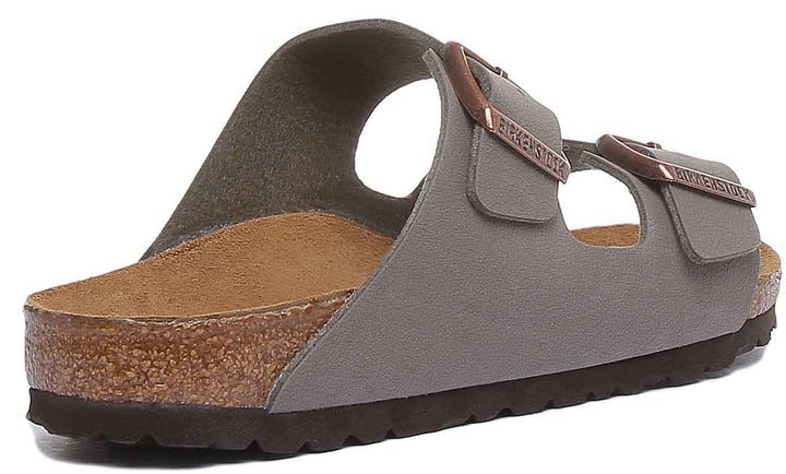 Birkenstock Arizona sandali a doppio cinturino in pietra Birko Flor con suola in sughero da donna