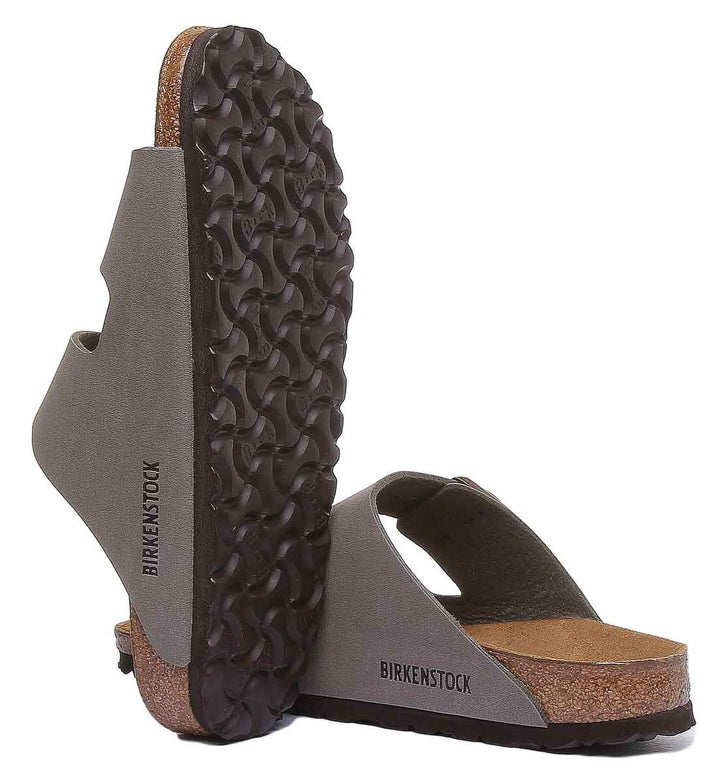 Birkenstock Arizona sandali a doppio cinturino in pietra Birko Flor con suola in sughero da donna