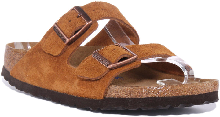 Birkenstock Arizona SBF Sandalo in pelle scamosciata a 2 cinturini da donna in cuoio