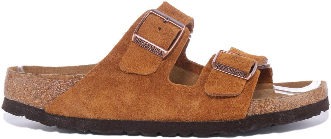 Birkenstock Arizona SBF Sandalo in pelle scamosciata a 2 cinturini da donna in cuoio