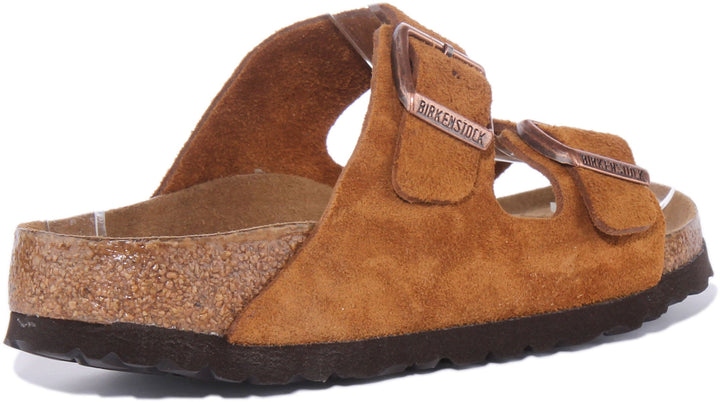 Birkenstock Arizona SBF Sandalo in pelle scamosciata a 2 cinturini da donna in cuoio