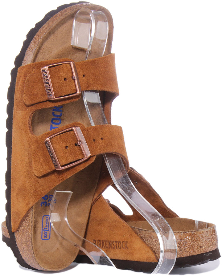 Birkenstock Arizona SBF Sandalo in pelle scamosciata a 2 cinturini da donna in cuoio