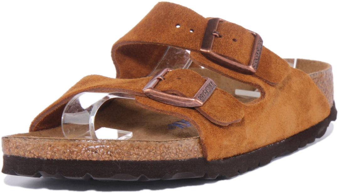 Birkenstock Arizona SBF Sandalo in pelle scamosciata a 2 cinturini da donna in cuoio